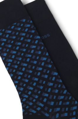 Paquete de dos pares de calcetines de largo normal de algod&oacute;n, Azul oscuro
