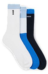 Three-pack of short-length socks with logo details, Dark Blue