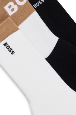 Three-pack of short-length socks with logo details, Patterned