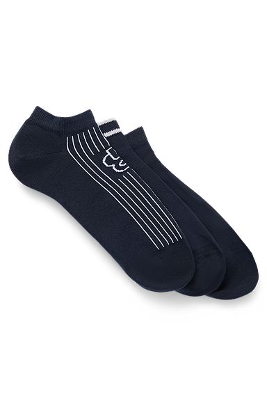 Three-pack of ankle-length socks with branding, Dark Blue