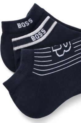 Three-pack of ankle-length socks with branding, Dark Blue