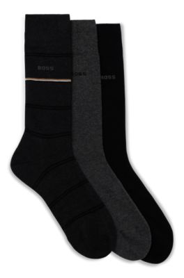 Shop Hugo Boss Three-pack Of Regular-length Socks In Dark Grey