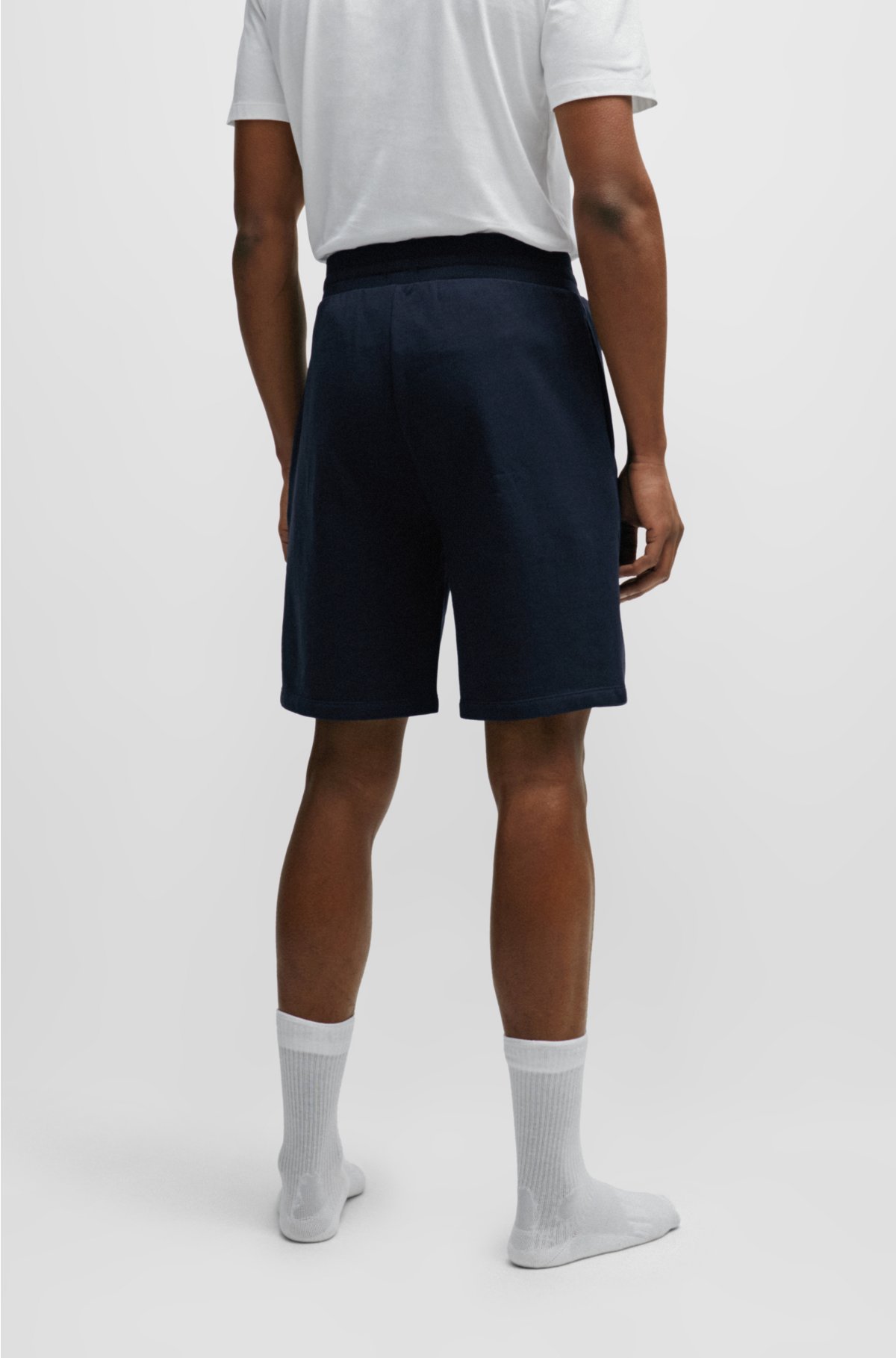 BOSS - Cotton-terry shorts with double monogram and drawstring