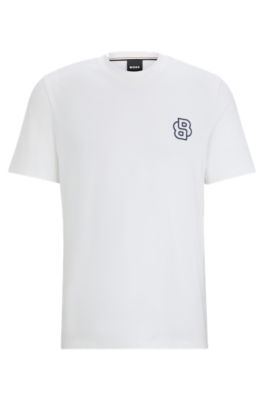 BOSS - Cotton-jersey regular-fit T-shirt with double monogram