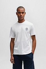 Cotton-jersey regular-fit T-shirt with double monogram, White