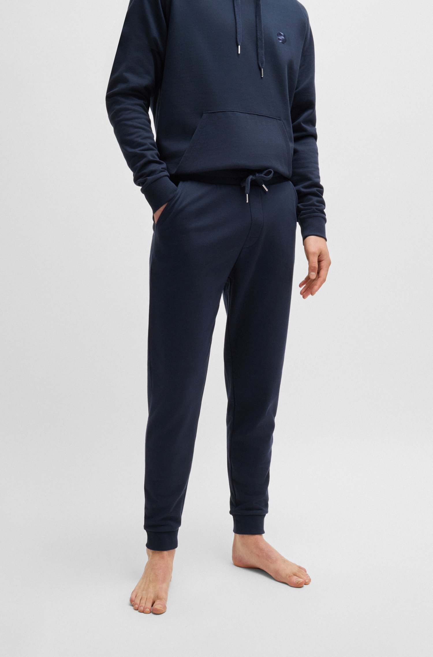 Cotton-terry tracksuit bottoms with double monogram