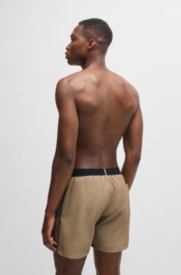 Quick-dry swim shorts with contrast details, Khaki