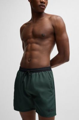 Quick-dry swim shorts with contrast details, Light Green