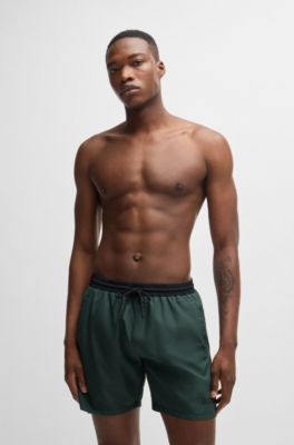 Quick-dry swim shorts with contrast details, Light Green