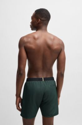 Quick-dry swim shorts with contrast details, Light Green
