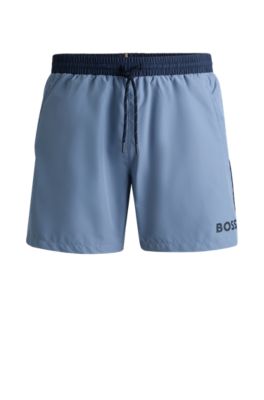 Hugo Boss Quick-dry Swim Shorts With Contrast Details In Blue