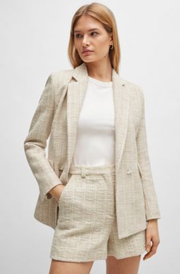 Relaxed-fit tweed shorts with belt loops, Patterned