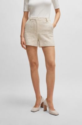 Relaxed-fit tweed shorts with belt loops, Patterned