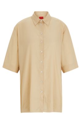 Regular-fit blouse in a linen blend, Light Beige