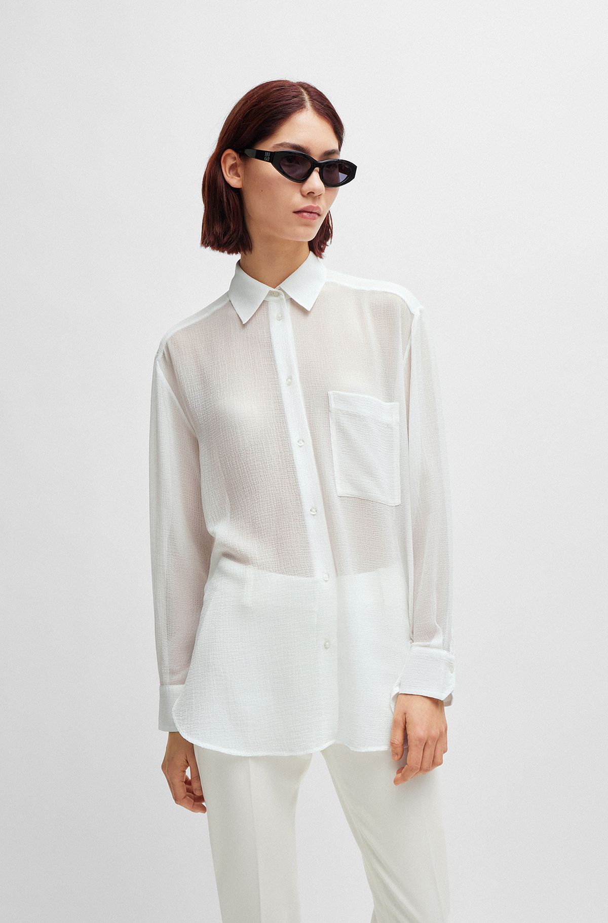 Women Fashion Formal Shirt Clothes Slim Long Sleeve White Blouse Elegant OL