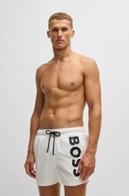 Fully lined swim shorts with logo print