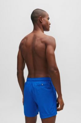Fully lined swim shorts with logo print, Blue