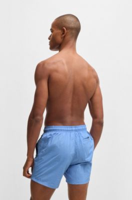 Fully lined swim shorts with logo print, Blue