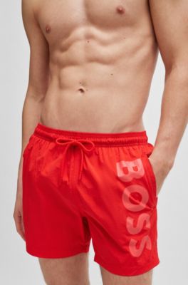 red hugo boss swim shorts