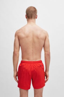 Fully lined swim shorts with logo print, Red