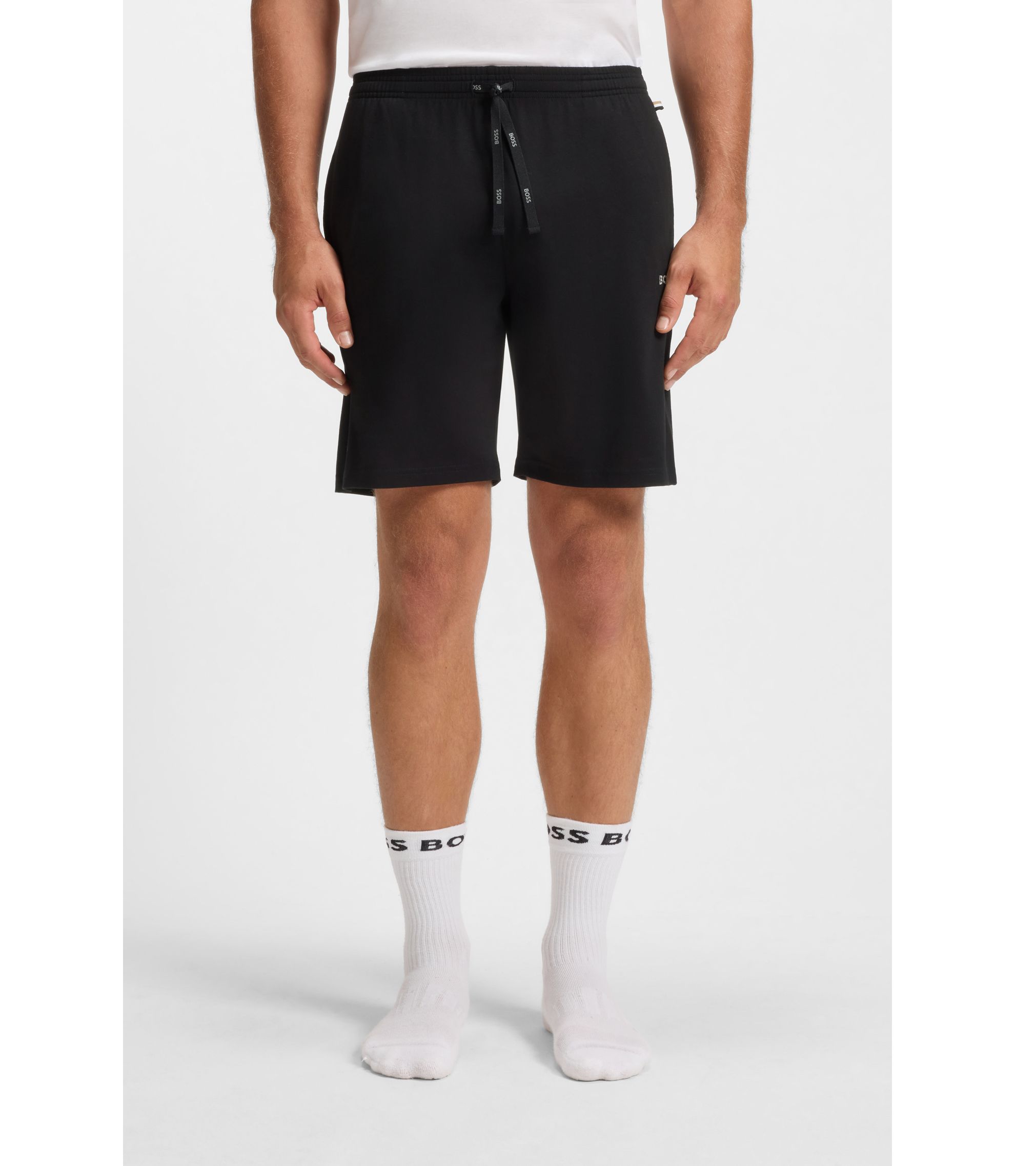BOSS - Stretch-cotton regular-fit shorts with logo detail