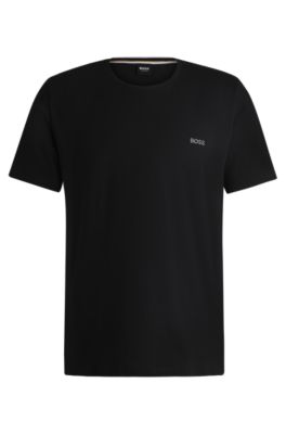 Shop Hugo Boss Stretch-cotton Regular-fit T-shirt With Logo Detail In Black
