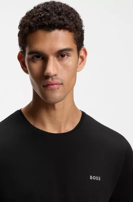 Embroidered-logo T-shirt in stretch cotton