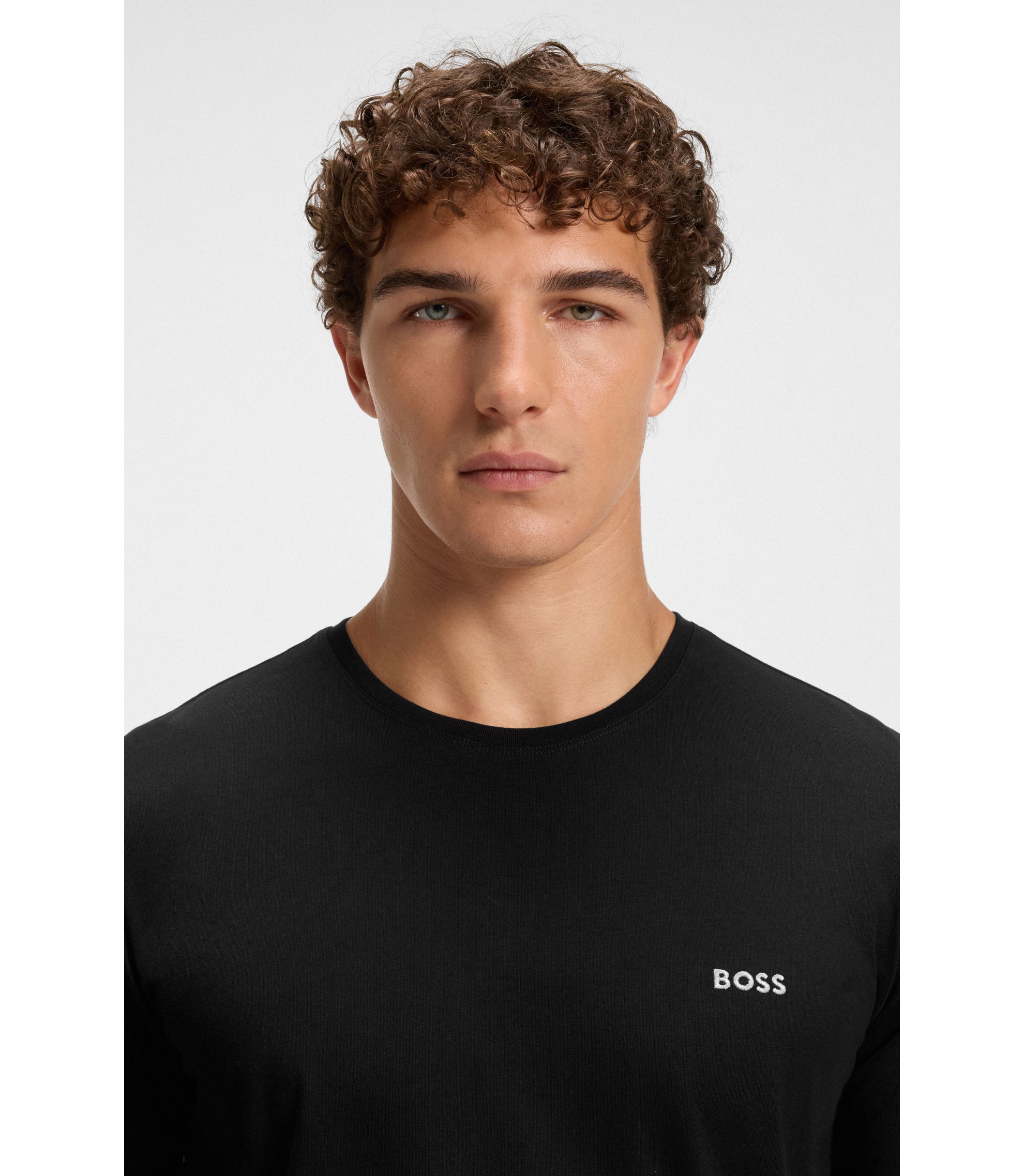 BOSS - Stretch-cotton regular-fit T-shirt with logo detail
