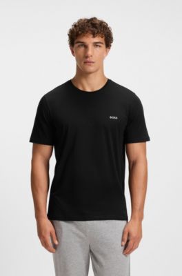 Camiseta de algod&oacute;n el&aacute;stico con logo bordado, Negro