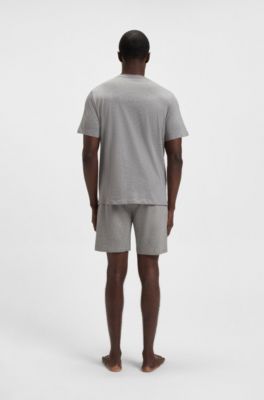 Camiseta de algod&oacute;n el&aacute;stico con logo bordado, Gris