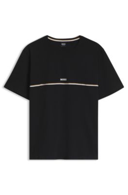 Stretch-cotton pajama T-shirt, Black