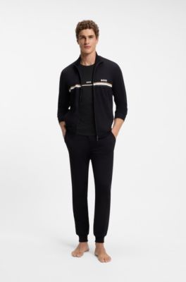 Stretch-cotton pajama T-shirt, Black