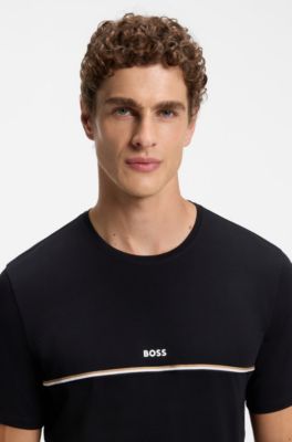 Stretch-cotton pajama T-shirt, Black