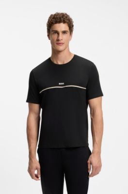 Camiseta de pijama en algod&oacute;n el&aacute;stico, Negro