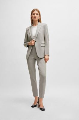 Regular-fit high-waisted trousers with tapered leg, Patterned