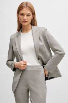 Regular-fit high-waisted trousers with tapered leg, Patterned