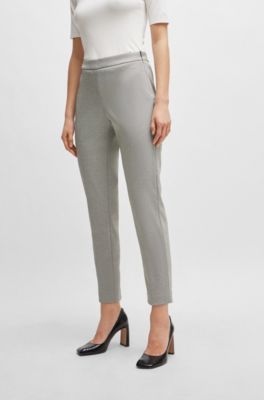 Regular-fit high-waisted trousers with tapered leg, Patterned