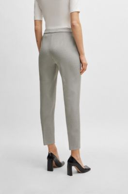 Regular-fit high-waisted trousers with tapered leg, Patterned