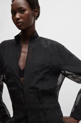 NAOMI x BOSS relaxed-fit jumpsuit in sheer organza, Black