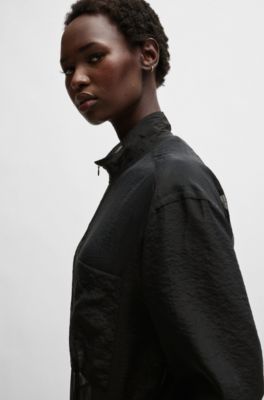 NAOMI x BOSS relaxed-fit jumpsuit in sheer organza, Black