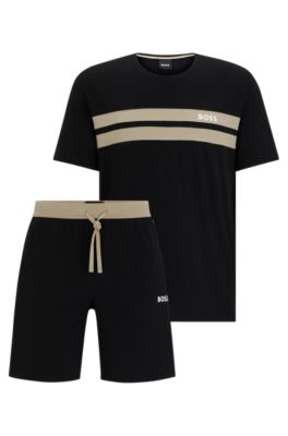 Shop Hugo Boss Pajamas With Printed Logos In Black