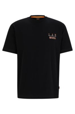 BOSS - T-shirt Relaxed Fit en coton pur avec motif