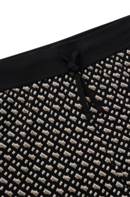 BOSS - Interlock-cotton pajama shorts with monogram pattern 