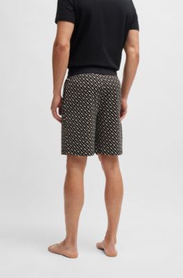 BOSS - Interlock-cotton pajama shorts with monogram pattern 