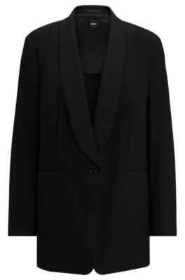 Shop Hugo Boss Regular-fit Jacket In Performance-stretch Fabric In Black