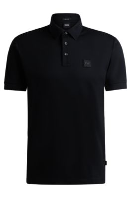 Polo regular fit de algod&oacute;n, Negro