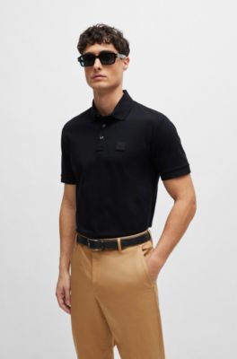 Polo regular fit de algod&oacute;n, Negro