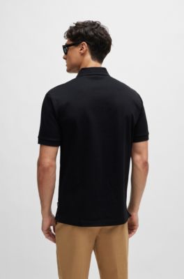 Polo regular fit de algod&oacute;n, Negro