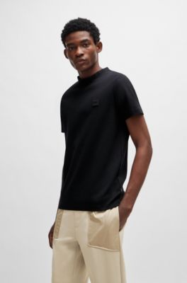 Regular-fit T-shirt with logo badge, Black