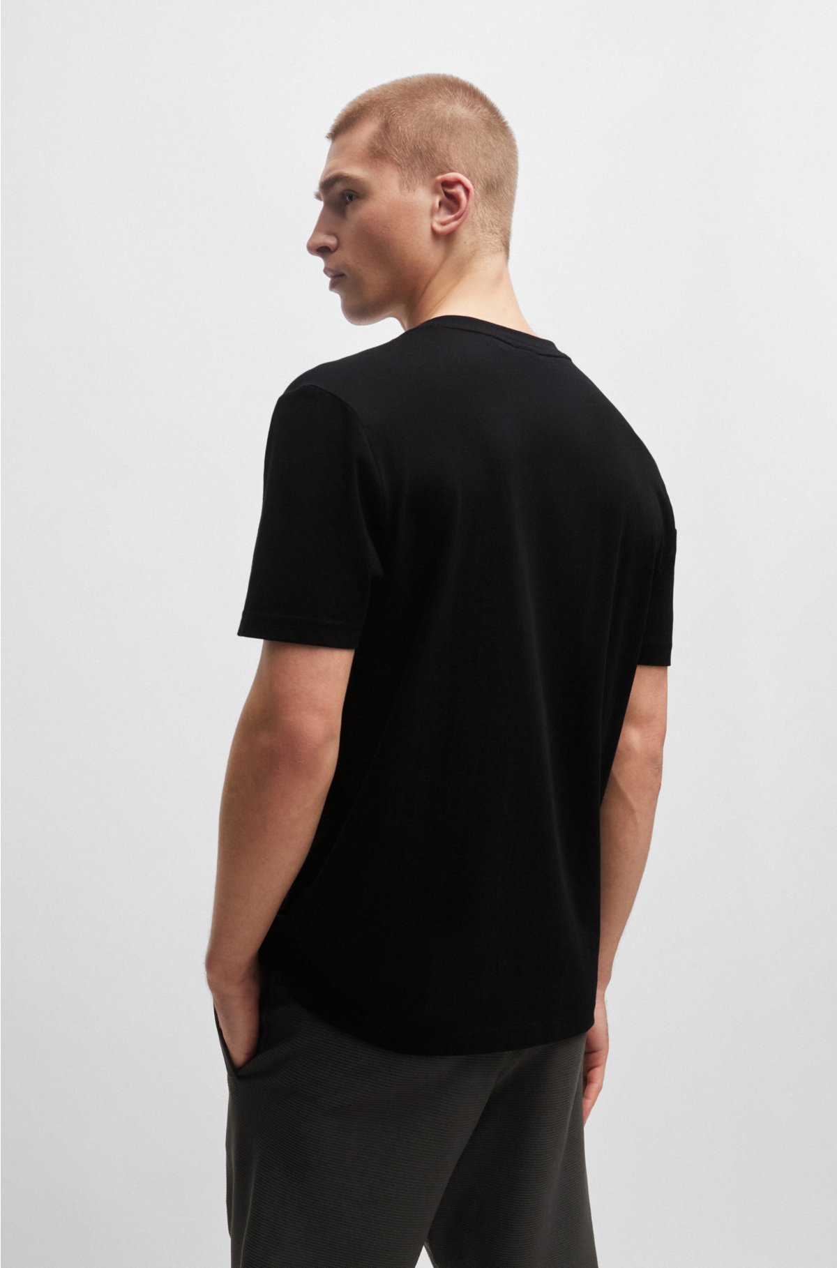 BOSS - Cotton-jersey regular-fit T-shirt with 3D mesh logo
